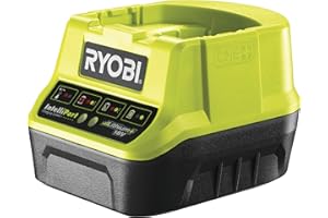 Ryobi RC18-120 Caricabatterie 18V, Veloce e Compatto, Ricarica una Batteria da 2.0Ah in 1 Ora, con Indicatore a LED Dello Stato di Carica