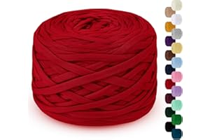 LEREATI 285g T Shirt Yarn for Crocheting 100m Elastic Ribbon Yarn Thick Crochet Fabric Yarn, Knitting T-Shirt Yarn for Crochet Bag, Blanket, Basket, DIY Projects, Home Decor (Red)
