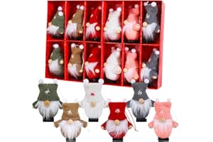 Anstore Dekoracja Bożonarodzeniowa Skrzat, Małe Figurki Świąteczne, 12 Sztuk, Ręcznie Robione, 9.5cm, Pluszowe Zawieszki na Choinkę, Świąteczne Skrzaty na Dekorację Świąteczną