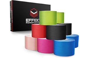‎EFFEKT MANUFAKTUR Effekt Manufaktur Professionelles Physio Kinesiotapes Set in Mehrfarbig | 12 wasserfeste & elastische Sport Rollen | Extra starkes Kinesio Tape | Elastische Kintex - 5m x 5cm