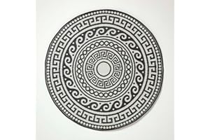 ‎HOMESCAPES Homescapes wetterfester Outdoor Teppich rund – Enid Gartenteppich mit Mandala-Muster in Schwarz-Weiß, beidseitig verwendbar, recyceltes Polypropylen, für Balkon, Terrasse, Camping & Indoor, Ø180 cm