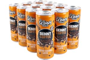 THE SKINNY FOOD CO Skinny Food Co Skinny Coffee Salted Caramel Latte - 12 x 250ml Cans - Low Sugar, Low Fat - 26 Calories per Can, Ready-to-Drink - Great for a Healthy Energy Boost