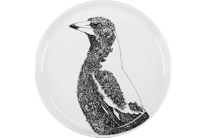 Maxwell & Williams Marini Ferlazzo Birds Decorative Side Plate with Australian Magpie Design, Gift Boxed, Fine China, White, 2 cm