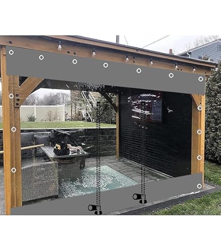 Buiten Waterdichte Zeildoek Gordijn, Pergola Patio Veranda Tuinhuisje Transparante Dekzeil Zijpanelen, PVC Weerbestendig zwart Doorzichtig Zeildoek, Scheidingsgordijn (Kleur : WxH, Maat : 320x250cm