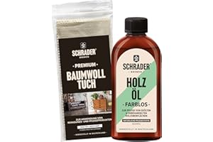 SCHRADER Holz Öl farblos - Möbelöl - Pflegeöl für Holzmöbel & Holzoberflächen - 2-teilig - Made in Germany