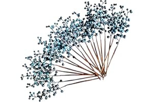 OrgMemory 20 Stück Künstliche Beere, Gefälschte Burgunderbeere, 30 cm, Künstliche Beerenstiele für Weihnachten, Blumensträuße, Kranzdekorationen, Heimdekoration (Blau)