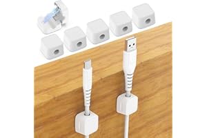 Bigqin Cable Holder Clips - 8 Pack Cable Clips Self Adhesive Magnetic Cable Organiser Cable Tidy Clips for Office Supplies, Home, Wall, USB Charging Cable, Kitchen Appliances (White)