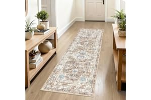 Enyhom Runner Rugs for Hallway 60 x 180cm Vintage Carpet Runner Machine Washable Kitchen Runners Non Slip Hall Runner for Hallway Entryway Laundry Room, Orange
