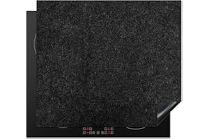 KitchenYeah© Herdabdeckplatte Einteilig Ceranfeld Abdeckplatte Küche Deko Ceranfeldabdeckung Anti Rutsch Matte Aufrollbar Granit - Schwarz - Dunkel - Design - 58x51 cm
