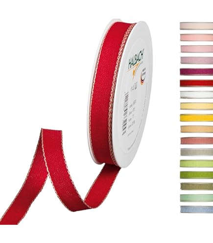 Halbach Seidenbänder Cinta Decorativa Con Bordes De Lino, Ancho: 7 Mm, Longitud: 30 M, Cinta De Regalo Para Decorar Manualidades O Diseñar, Cinta Decorativa DIY, Color: Lino/Blanco