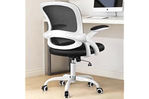 KERDOM Silla de oficina ergonómica, silla de escritorio con reposabrazos plegables y soporte lumbar, silla giratoria de altura ajustable con anillo para reposapiés, adecuada para el hogar y la oficina