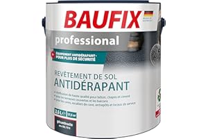 Baufix professional Revêtement de sol antidérapant gris anthracite, satiné, 2.5 litres, Peinture sol & béton, Antidérapant, pour béton/chape/ciment, pour intérieur et extérieur