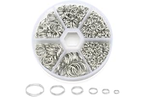 JUIBAO 690 Stück Silber Mini Schlüsselringe, 4 5 6 8 10 12 mm Schlüsselringe Klein Ringe Sets mit Doppelten Öffnungen für die Herstellung der Juwelen