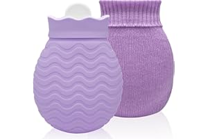 JGCWORKER 320 ml Small Hot Water Bottle with Cover, Hot Water Bag for Back, Neck and Shoulders Pain Relief with Soft Cover Removable and Washable, Best Birthday, Christmas Gifts for Girls Women Kids Adults
