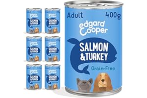 EDGARD COOPER Edgard & Cooper Cibo umido per cani, Adulti, (Salmone/Tacchino, 400g x 6), umido cani, carne fresca e ingredienti naturali, senza cereali, ipoallergenico, senza zuccheri aggiunti