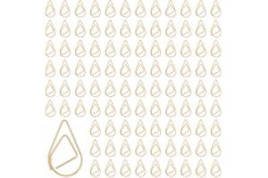 BOHUIZ 200 sztuk spinaczy biurowych, złote, w kształcie kropli, zakładka, małe spinacze biurowe, motyw spinaczy papierowych, do książek, notatek, plakatów, zdjęć