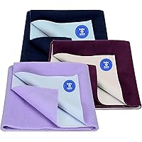 BABY & MOM COMPANY® New Born Combo Waterproof Bed Sheet Dark Blue + Plum + Voilet 3 Small Size (50cm x70cm)
