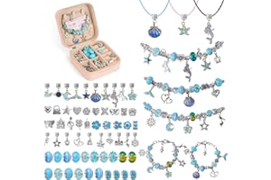 AUAUY Kolorowe kryształowe koraliki DIY bransoletka - niebieska, Prezent dla Dziewczynek 5-12 Lat Dziecko, Zestaw Do Tworzenia Bransoletek Charms, Zestaw Do Tworzenia Biżuterii dla Dziewczynek