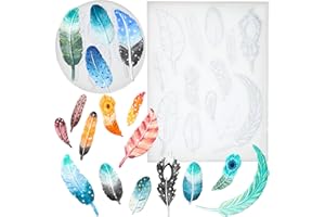 FUNSHOWCASE Feder Silikonform, Epoxidharz Formen für Schmuck, Tortendeko, Schokolade, Anhänger, Schlüsselanhänger, Haarspange, DIY Handwerk, 17 Hohlräume, Fertighöhe:3.3-8.3cm, 2 teilig