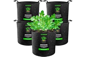 VIVOSUN Sac à Plantes, 5 x 12L Sac Pomme de Terre Plantation en Non-tissé 300 g Sac Géotextile, pour Culture Permanente-réutilisable, idéal pour Cultiver Pommes de Terre et Tomates avec Poignées