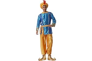 Gojoy shop- Disfraz de Paje para Hombres Navidad Carnaval (Contiene Gorro, Cinturón, Camiseta, Pantalón y Mochila de Cuerdas adulto L=170CM-180CM)