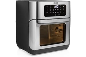 Princess Friggitrice Ad Aria Calda, 10 Litri, 10 Programmi di Cottura, 1500 W, Airfryer in Acciaio Inox, Cestello Rotante, 182065