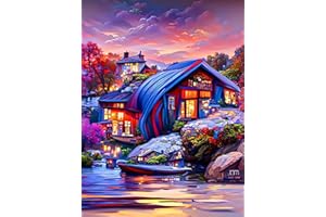 YZDZSW Diamond Painting, 5D Diamond Art Painting Kits, Diamant Painting Bilder Full Drill, Crystal Strass Stickerei Diamant Painting Bilder für Handwerk Wand Decor 30x40cm Sonnenuntergang Schloss