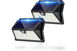 Giliwosy Lampe Solaire Exterieur, 2 Pack 3 Modes Lumiere Exterieur Detecteur de Mouvement IP65 Etanche Spot Solaire Exterieur Puissant pour Applique Jardin, Garage, Patio (Blanc Froid)