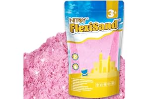 NiToy FlexiSand Sable de jeu, 1 kg, ne sèche jamais - Pour enfants de 3 ans et plus - Recharge en vrac pour jouets sensoriels - Idéal pour façonner, presser et mouler - Rose