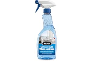 HELVET Produit Nettoyant Vitres et Miroirs Spécial Anti-Buée – 500 Ml – Spécial Anti Trace & Anti Poussière – Forte concentration pour un dégraissage sans tâche