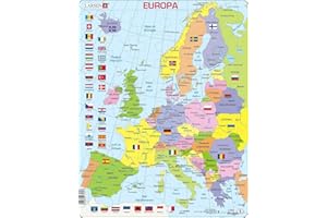 Larsen K2 Mappa politica dell'Europa, edizione Italiano, Puzzle Incorniciato con 48 pezzi