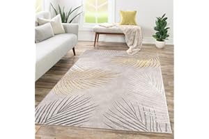 TT Home Tapis Pile Courte Chambre Adulte Salon Motif Geometrique 3D Abstrait, Couleur:Gris Or, Dimension:160x230 cm