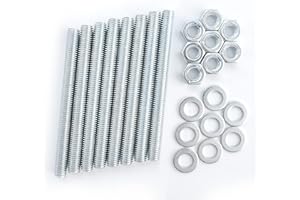 B.A.U.Q.O.O. Barre Filettate M6 In Acciaio Zincato 8 Pezzi Ad Alta Resistenza Diametro 6 mm Lunghezza 8 cm Dado M6 Rondella In Acciaio Zincato