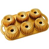 Nordic Ware Backform Brilliance Bundtlette Pan Al&uuml;minyum Altın, 38 cm x 22,2 cm, NW 93377