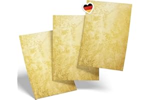 ‎EINLADUNGSKARTEN MANUFAKTUR HAMBURG 50 Blatt Briefpapier (A4) | Gold-Wand | Motivpapier | edles Design Papier | beidseitig bedruckt | Bastelpapier | 90 g/m²