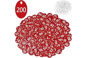 Flintronic Etiquetas Numeradas Número, Llaveros Numerados para Taquillas, Numeros Etiquetas de Plástico, para Taquillas Hoteles Pubs Spa para Identificación Guardarropa, 1-200 Rojo