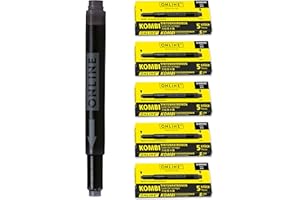 ONLINE Double-Sided Ink Cartridges, Black, 25 Pieces - Universal, Compatible with All Common Fountain Pens, Even Lamy Pens - Spare Ink Cartridges, 5-Pack