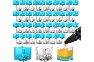 ATOMUS 200pcs Mixed Tattoo Tinte Cups Quadratische klare Pigment Cup Eiswürfel Form Kunststoff Tinte Container Tattoo Zubehör Permanent Make-up Pigment Clear Halter (blau und transparent)