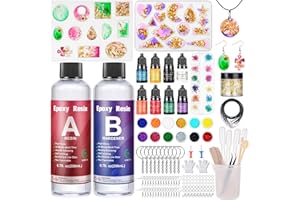 OFCIIN Epoxidharz Set Anfänger 400 ml, Glasklar Epoxy Resin harz Gießen Set Mit Epoxidharz Formen, Epoxidharz Zubehör, Epoxidharz Farbe, Glitzer DIY Schmuckherstellung für Halskette, Ohrringe, Schlüsselbund