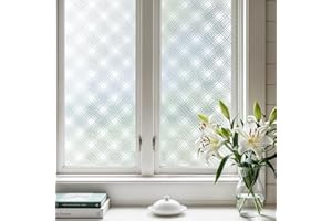 Qualsen Vinilos para Cristales, Vinilo Ventana Privacidad, Vinilo Adhesivo Cristal Cuadrícula Romboidal contra UV Pegado Estático Vinilos para Ventanas de Baño, Oficina, Cocina 90x200cm