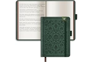 BIROYAL Mini notatnik A7, w twardej oprawie, 128 arkuszy, mały notatnik w kropki, papier 120 g/m², notatnik w kropki, dla kobiet i mężczyzn, kolor zielony