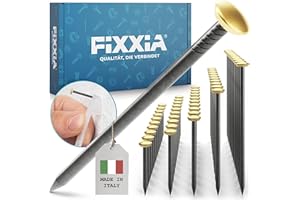 FIXXIA Lot de 50 clous en acier tête dorée 20/25/30/40/50 mm, clous muraux mixtes pour accrocher cadres, photos, miroirs, crochets muraux et clous béton solides (50 pièce)