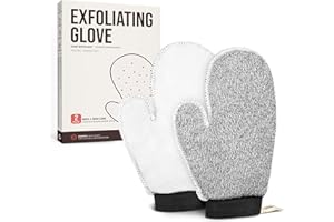 ZOMCHI 2 Pack Deep Exfoliating Glove with Dual Texture, Massage Body Scrub Gloves for Home Spa, Exfoliating Mitt for Dead Skin Removal (Deep + Soft)