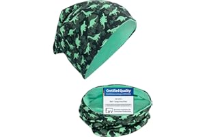 HECKBO Children Girl Beanie Hat & Loop Scarf Set - Different Designs - Spring Summer Fall Winter - 95% Cotton - Soft Easy Care Stretch Material - for Cool Kids Boys Girls