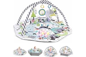 TFDER 5 in 1 Palestrina Neonato Multifunzione, tappeto gioco e vasca palline con lati, Giocattoli Staccabili,Stimola Sviluppo del Neonato con Tante Attività - Giochi Neonato 0+ Mesi,Verde