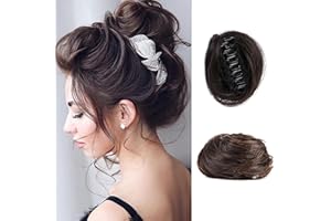 SDZNYQT 2 PC Mini Claw Fake Hair Space Bun Hair Donut Chignon Mini Claw Bun Clip in Messy Hair Bun Claw Clip in Updo Bun Extensions Wig Accessory Brown Black