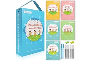 LUMIOS 5 libros de caligrafía niños Aprende a escribir Cuaderno de trazado mágico Método Groove Alfabeto Números Dibujos