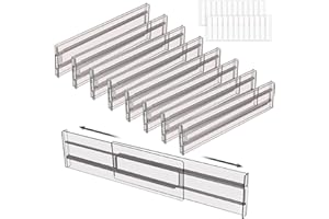 ZHHGOO 8 Pezzi Divisori per Cassetti Regolabili,Cassetti in Plastica Grigio Trasparente Separatori,Divisori per Cassetti,Organizer Armadio o Desktop per Bagno,Comò, Cucina o Trucco Conservazione