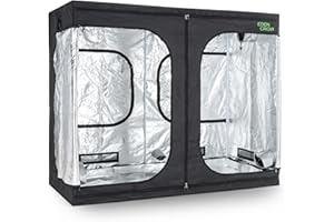 Oneconcept Eden Grow XL - Growschrank, Growzelt, Growbox, Größe L, 240x120x200 cm, 2 x Belüftungszugang, Zuluftklappen, lichtundurchlässiges Gewebe, reflektierende Innenbeschichtung, schwarz
