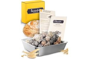 Flavemotion Lavasteine Backofen zum Brot backen inkl. Edelstahl Dampfschüssel für optimale Wärmeverteilung dank natürlichen Wasserdampf, Brot Back Zubehör für knuspriges selbst gemachtes Brot
